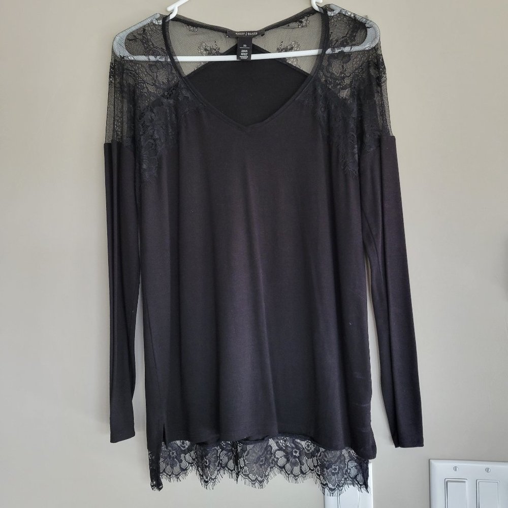 White House Black Market knit and lace top
